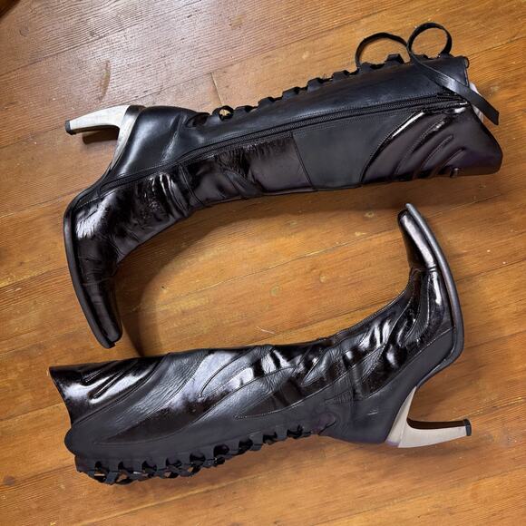 Vintage Y2K New Rock Black Flame Corset Stiletto Knee High Boot Women 39 / 8.5 - Picture 6 of 11